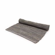 Kleiner indischer handgewebter Baumwollteppich – 50 x 90 cm – Anthrazit