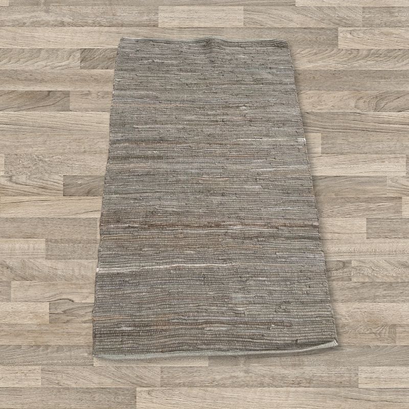 Kleiner indischer handgewebter Baumwollteppich – 50 x 90 cm – Anthrazit