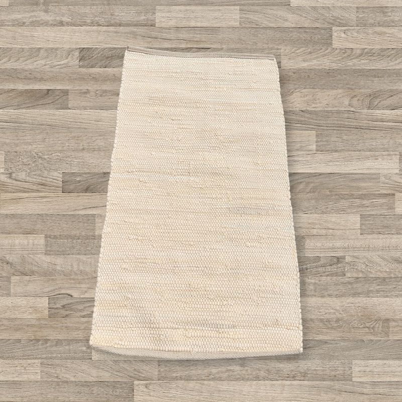 Kleiner indischer handgewebter Baumwollteppich – 50 x 90 cm – Creme