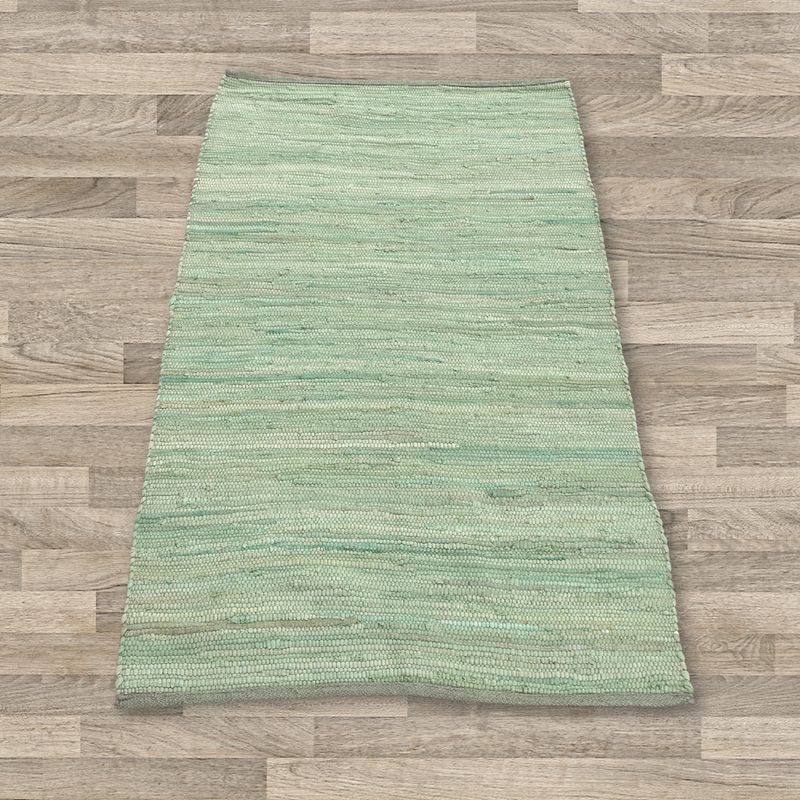 Kleiner indischer handgewebter Baumwollteppich – 50 x 90 cm – Aqua
