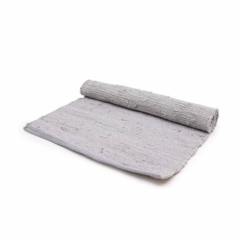 Kleiner indischer handgewebter Baumwollteppich – 50 x 90 cm – Grau