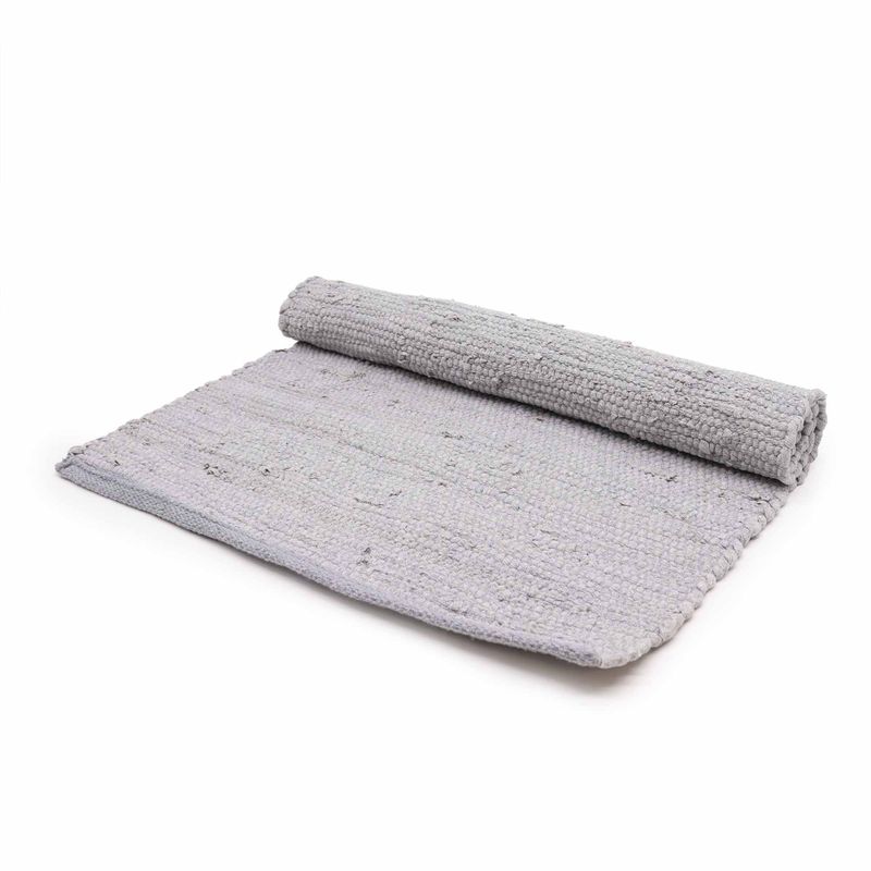 Mittlerer indischer handgewebter Baumwollteppich – 90 x 150 cm – Grau