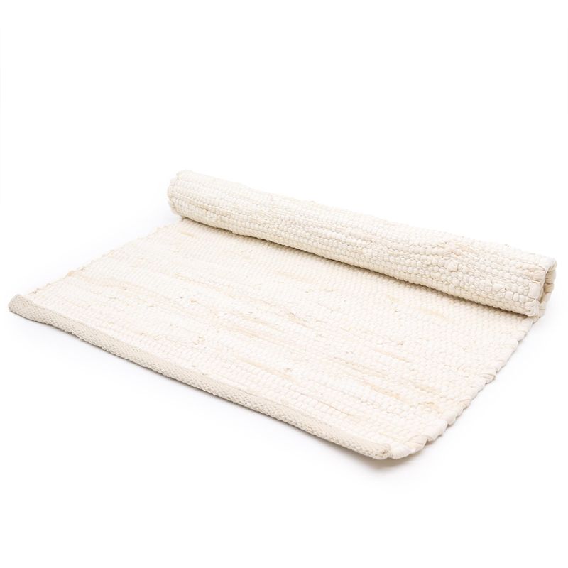 Großer indischer handgewebter Baumwollteppich – 130 x 170 cm – Creme