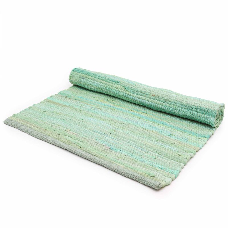 Großer indischer handgewebter Baumwollteppich – 130 x 170 cm – Aqua