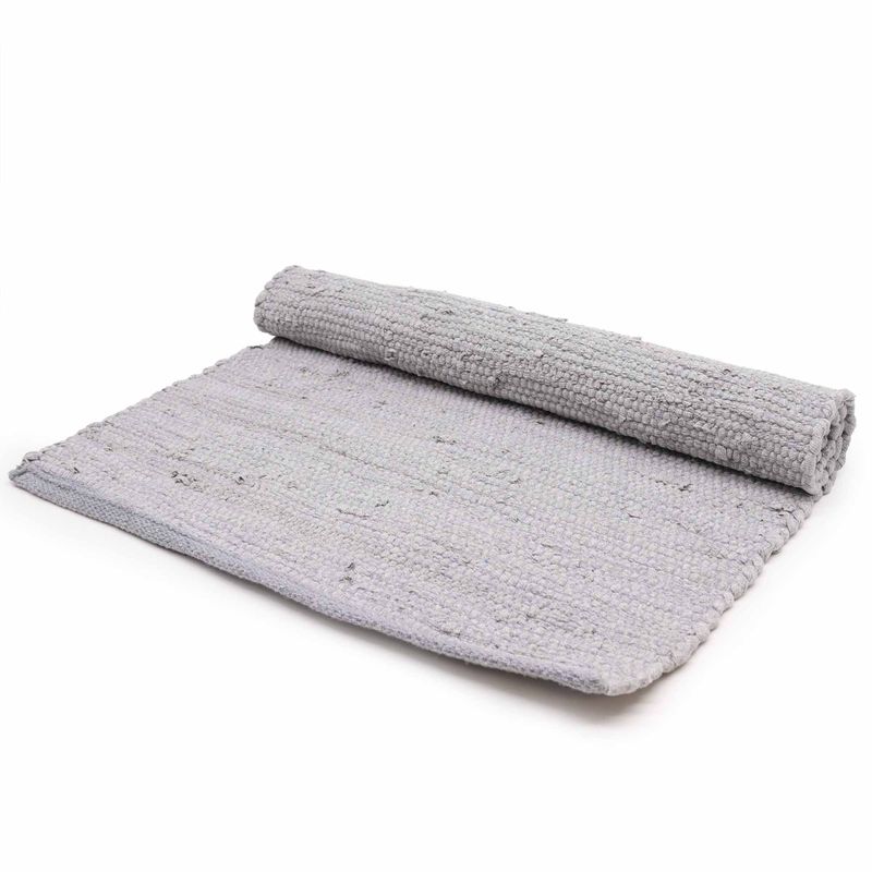 Großer indischer handgewebter Baumwollteppich – 130 x 170 cm – Grau
