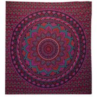 Doppelte Tagesdecke aus Baumwolle + Wandbehang - Klassisches Mandala - Lila
