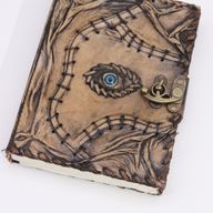 Braunes, hellbraunes Buch – Dekor „Böser Blick“ – 160 Seiten mit Büttenrand – 20 x 15 cm