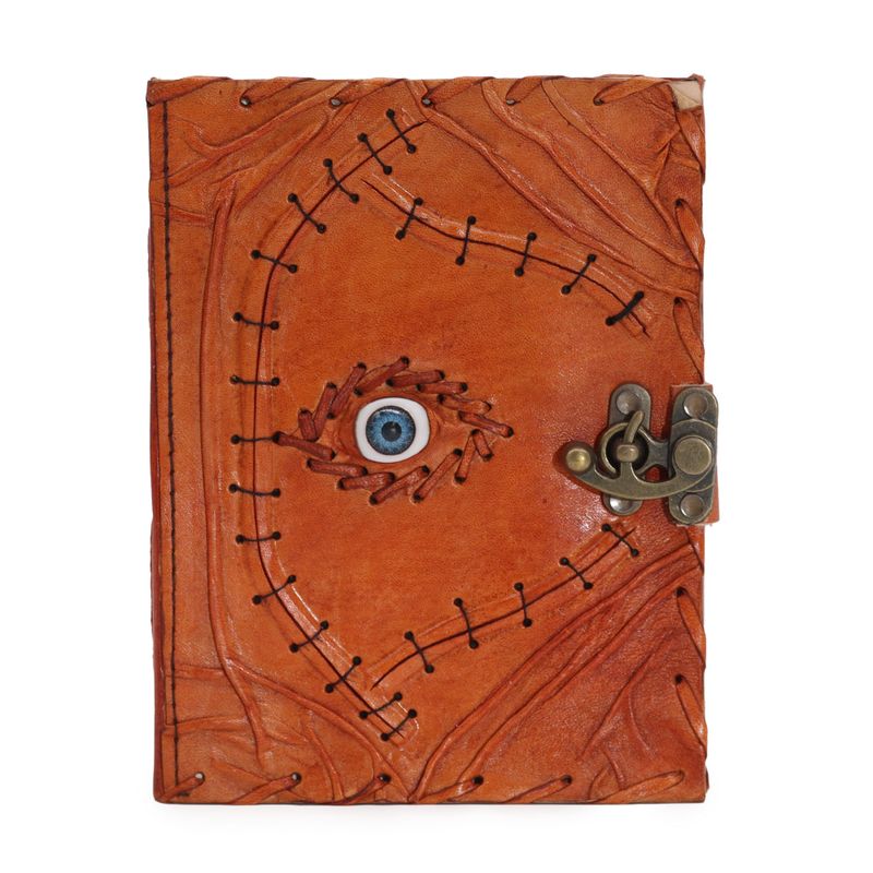 Hellbraunes Buch – Dekor „Böser Blick“ – 160 Seiten mit Büttenrand – 20 x 15 cm