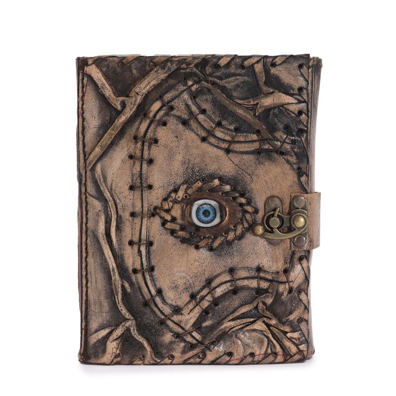 Braunes, hellbraunes Buch – Dekor „Böser Blick“ – 200 Seiten – 17,5 x 13 x 3 cm