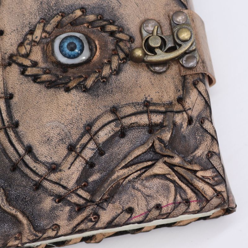 Braunes, hellbraunes Buch – Dekor „Böser Blick“ – 200 Seiten – 17,5 x 13 x 3 cm