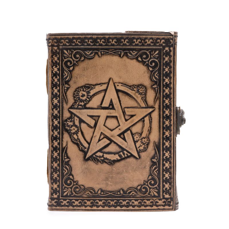 Pentagramm - Esoterisches Notizbuch - Antikgrau - 200 Seiten mit Fadenheftung - 17,5 x 12,5 x 3 cm