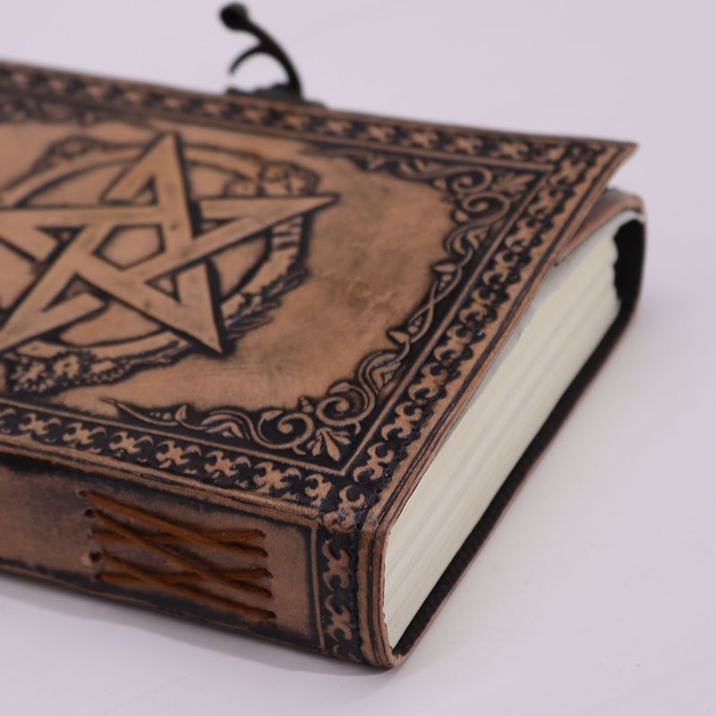 Pentagramm - Esoterisches Notizbuch - Antikgrau - 200 Seiten mit Fadenheftung - 17,5 x 12,5 x 3 cm