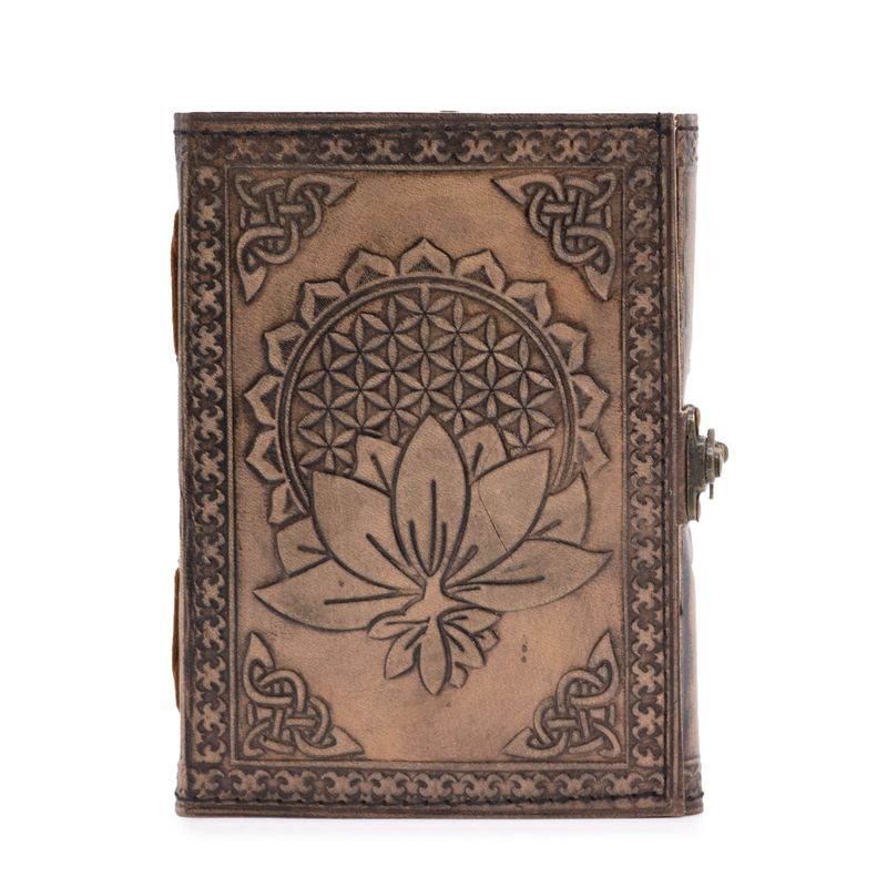 Lotus Madala - Esoterisches Notizbuch - Antikgrau - 200 Seiten Stichkante - 17,5 x 12,5 x 3 cm