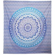 Wandbehang / Strandtuch - Umrao Mandala - Blau