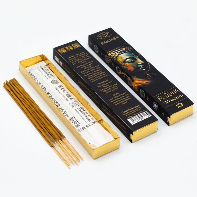 Banjara Buddha Räucherstäbchen-Geschenkset Starter – 12 Schachteln mit je 6 Räucherstäbchen