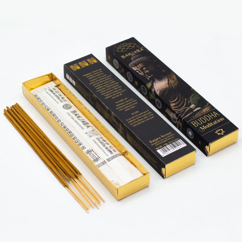 Banjara Buddha Räucherstäbchen-Geschenkset Starter – 12 Schachteln mit je 6 Räucherstäbchen