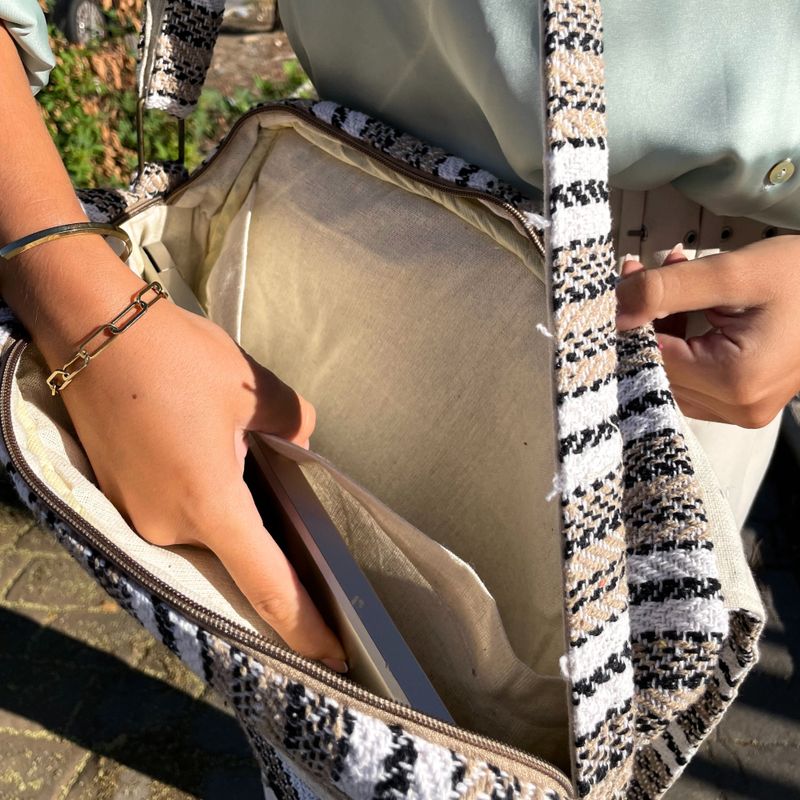 Weiche Banjar Laptoptasche - Zartes Creme & Grau