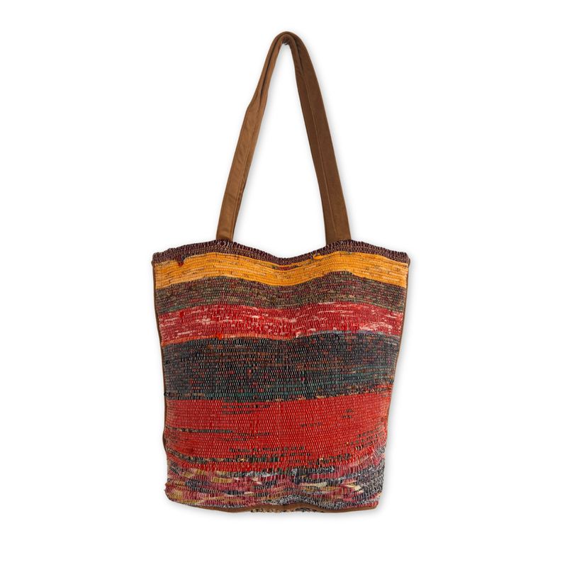 Recycelte große Teppichtasche – Rosatöne