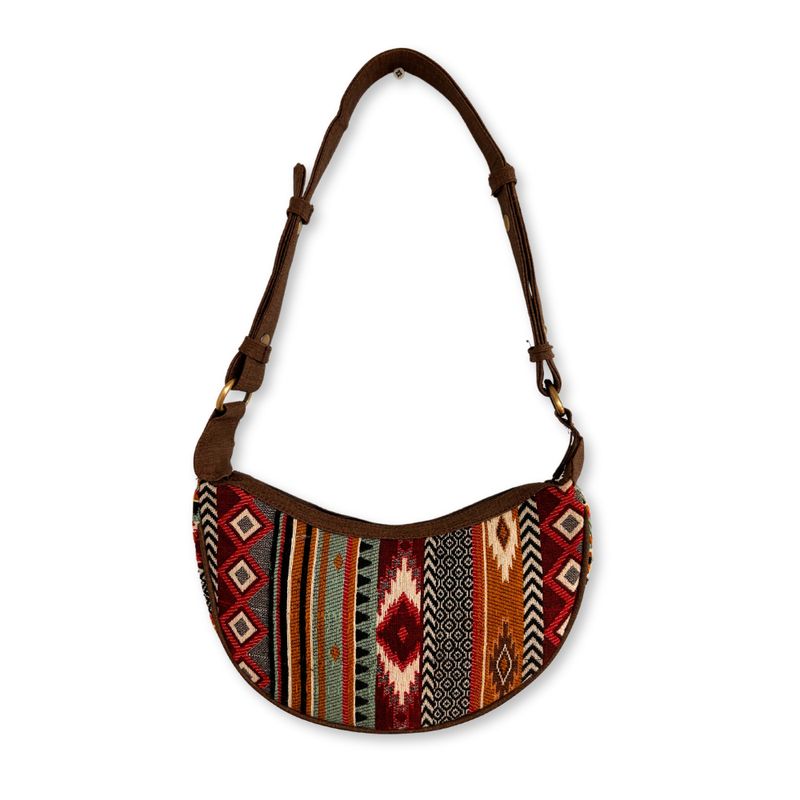 Jacquard-Hobo-Tasche – Rich Browns (brauner Riemen)