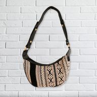 Jacquard-Hobo-Tasche – Grey Metro (schwarzer Riemen)