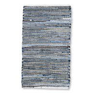 Mittelgroßer Teppich aus Jute und recycelter Baumwolle – 90 x 150 cm – Blau
