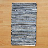 Mittelgroßer Teppich aus Jute und recycelter Baumwolle – 90 x 150 cm – Blau