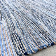 Großer Teppich aus Jute und recycelter Baumwolle – 130 x 170 cm – Blau