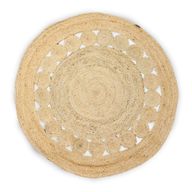 Großer, runder weicher Juteteppich mit Kreisen innen, 120 cm