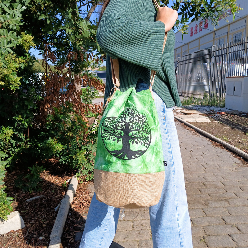 Ganz natürlicher Rucksack - Grün Stonewash - Lebensbaum