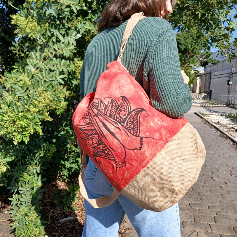 Ganz natürlicher Rucksack - Orange Stonewash - Namaste Hand
