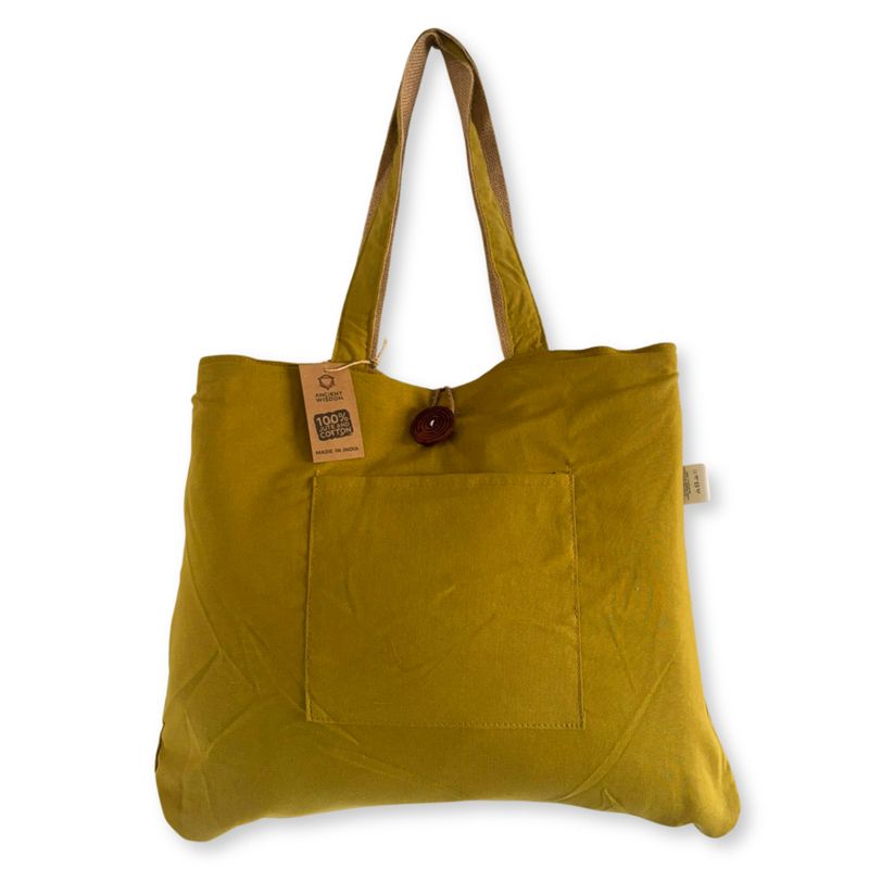 Wendbare Big Bag aus Jute und Baumwolle - Pistazie