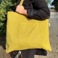 Wendbare Big Bag aus Jute und Baumwolle - Pistazie