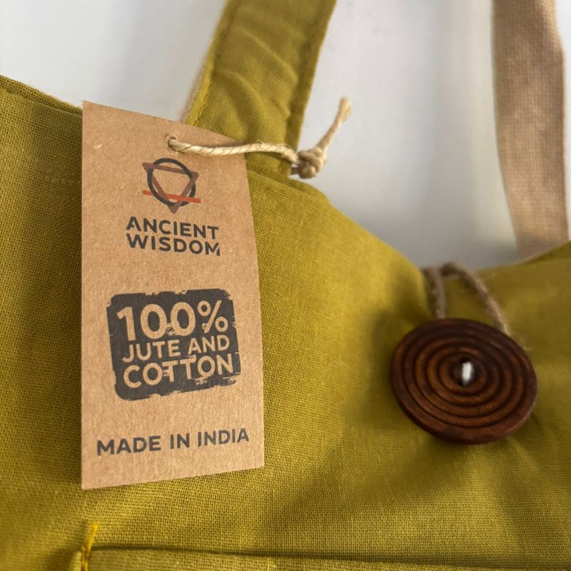 Wendbare Big Bag aus Jute und Baumwolle - Pistazie