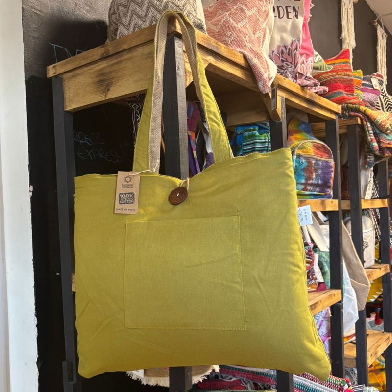 Wendbare Big Bag aus Jute und Baumwolle - Pistazie