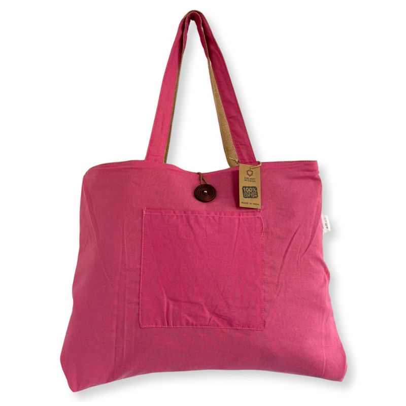 Wendbare große Tasche aus Jute und Baumwolle - Rosa (204C)