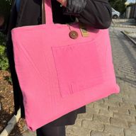 Wendbare große Tasche aus Jute und Baumwolle - Rosa (204C)