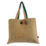Wendbare große Tasche aus Jute und Baumwolle - Blaugrün (7717C)