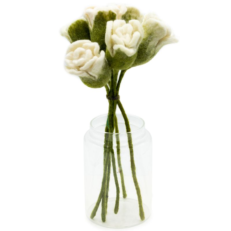 Filzblumen - Weiße Rosen