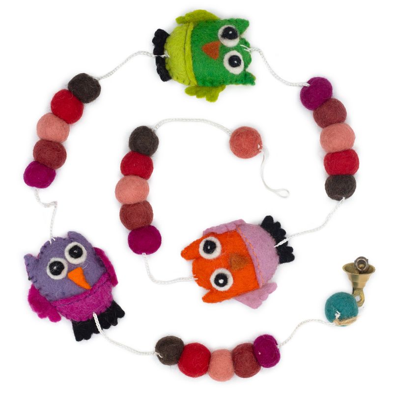 Wandbehang aus Filz – Eulen (zufällige Farben)