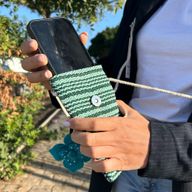 Handytasche Streifen Grün - Blumendekor