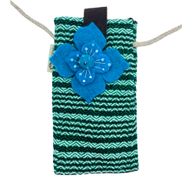 Handytasche Streifen Grün - Blumendekor