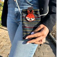 Handyhalter-Tasche in Schwarz und Mehrfarbig – Fuchs-Dekor