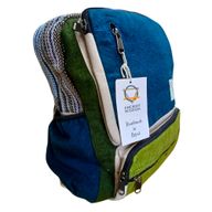 Großer kastenförmiger Rucksack aus Hanf - Blaugrün und Salbeigrün