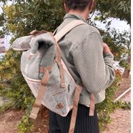 Trekking-Rollrucksack aus Hanf - Salbei