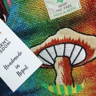 Partytasche mit Pilz-Stickerei aus Hanf - Orange Pilze