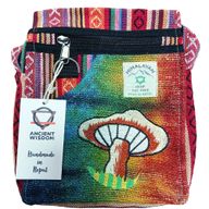 Partytasche mit Pilz-Stickerei aus Hanf - Orange Pilze