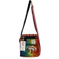 Partytasche mit Pilz-Stickerei aus Hanf - Orange Pilze