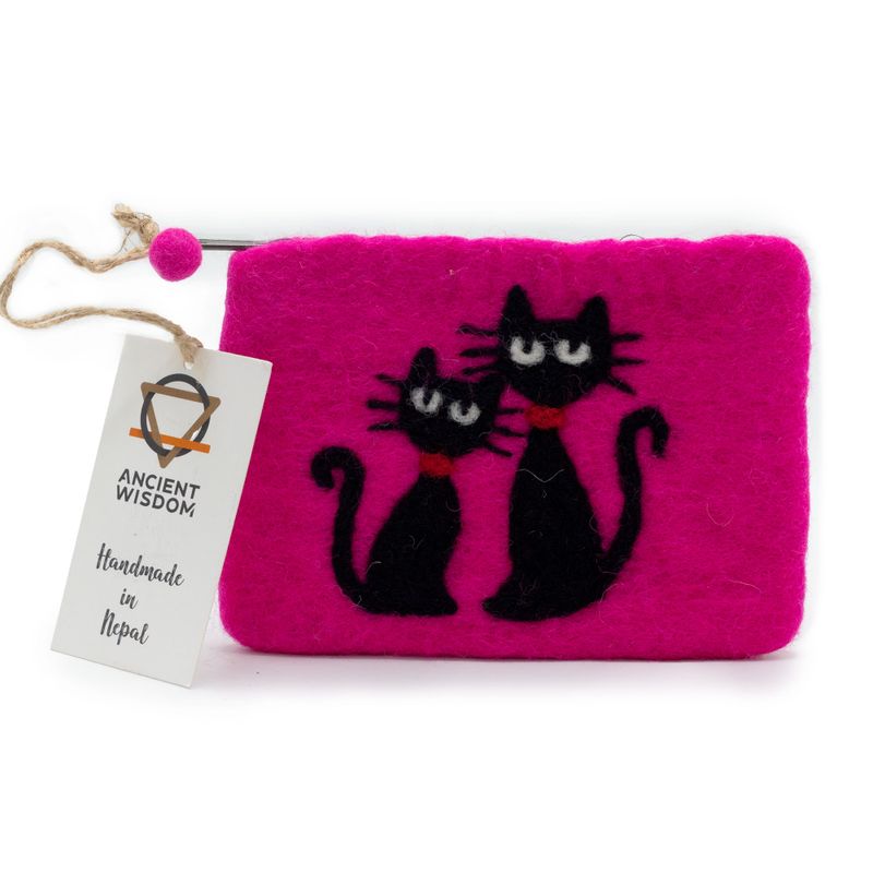 Naturfarbene Filz-Reißverschlusstasche (verschiedene) - Two Cats