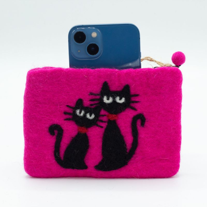 Naturfarbene Filz-Reißverschlusstasche (verschiedene) - Two Cats