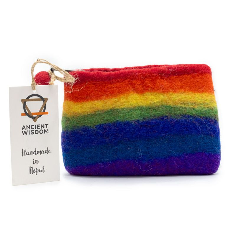 Naturfarbener Filz-Reißverschlussbeutel (sortiert) - Regenbogen